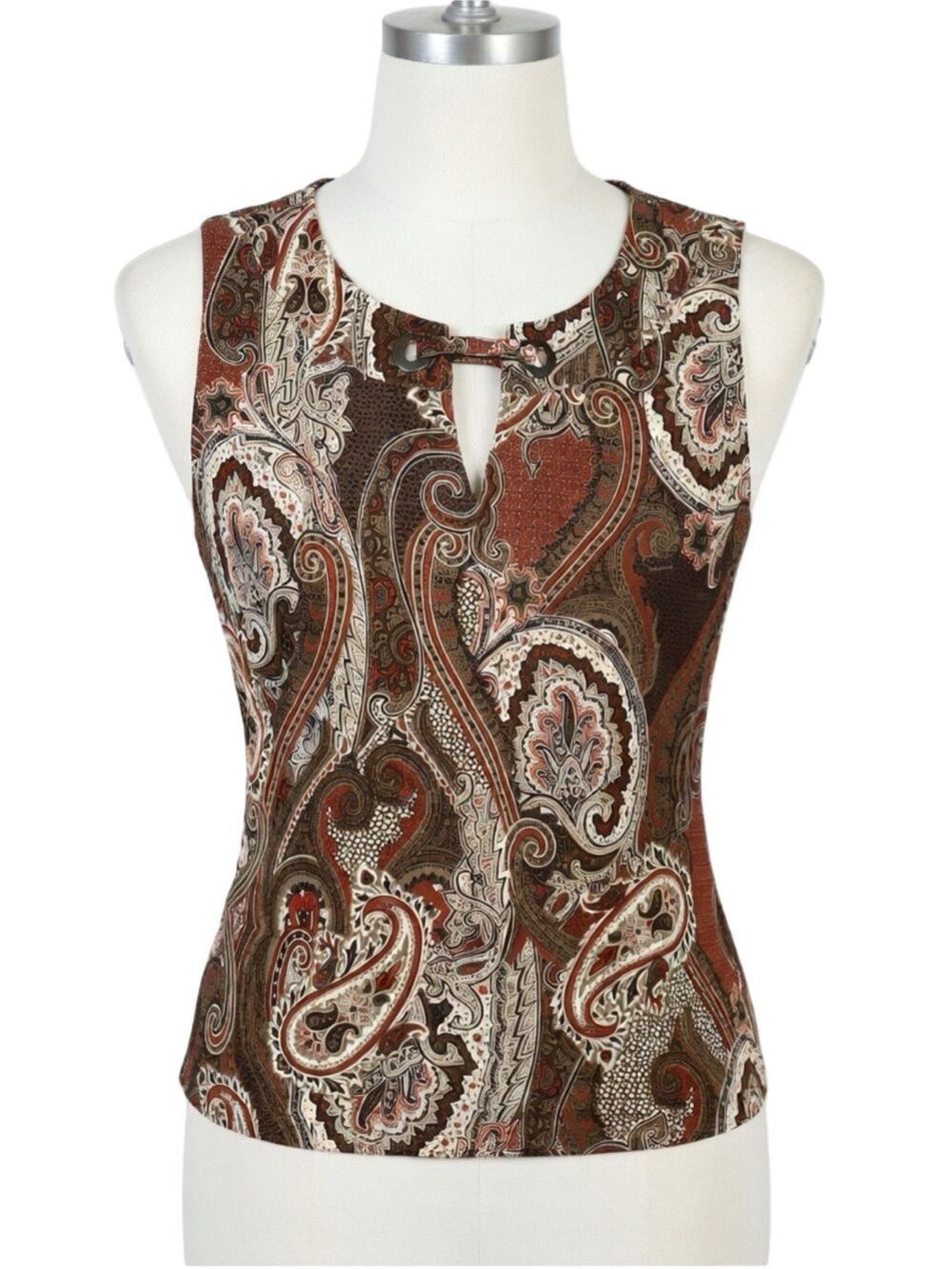 Tommy Hilfiger Brown Paisley Keyhole Sleeveless Camisole